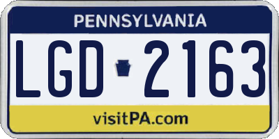 PA license plate LGD2163