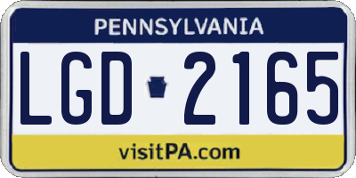 PA license plate LGD2165