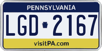 PA license plate LGD2167