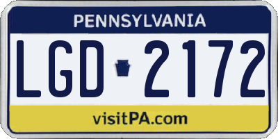 PA license plate LGD2172