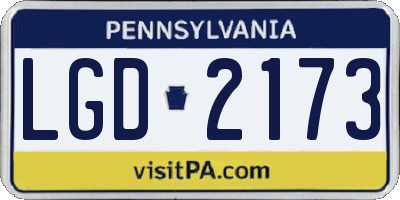 PA license plate LGD2173
