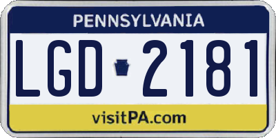 PA license plate LGD2181