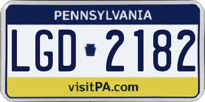 PA license plate LGD2182