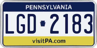 PA license plate LGD2183
