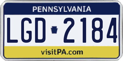 PA license plate LGD2184