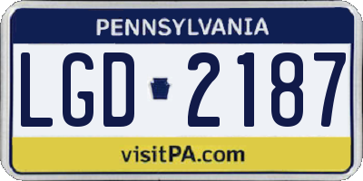PA license plate LGD2187