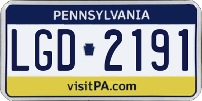 PA license plate LGD2191