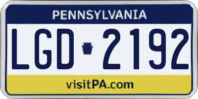 PA license plate LGD2192