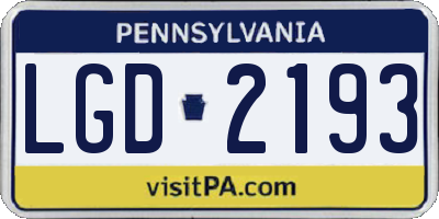 PA license plate LGD2193