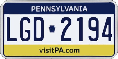 PA license plate LGD2194