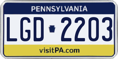 PA license plate LGD2203