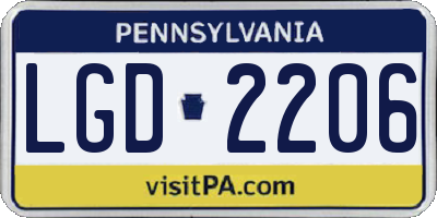 PA license plate LGD2206
