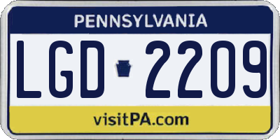 PA license plate LGD2209
