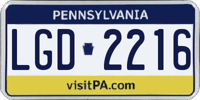 PA license plate LGD2216