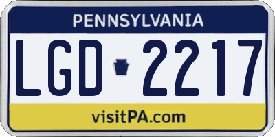 PA license plate LGD2217