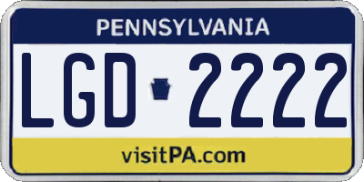 PA license plate LGD2222