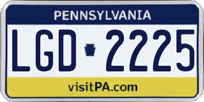 PA license plate LGD2225