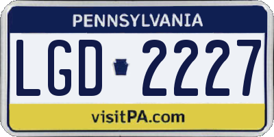 PA license plate LGD2227