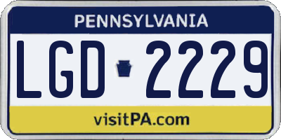PA license plate LGD2229