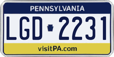 PA license plate LGD2231
