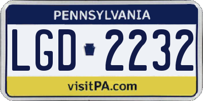 PA license plate LGD2232