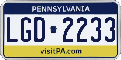 PA license plate LGD2233