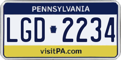 PA license plate LGD2234