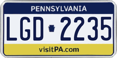 PA license plate LGD2235