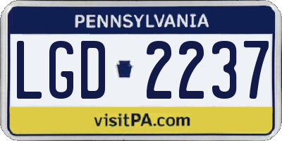 PA license plate LGD2237