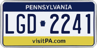 PA license plate LGD2241