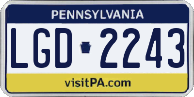 PA license plate LGD2243