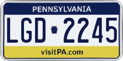 PA license plate LGD2245