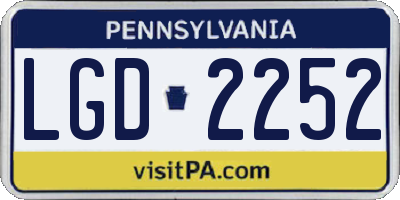 PA license plate LGD2252