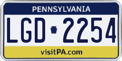 PA license plate LGD2254