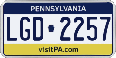 PA license plate LGD2257