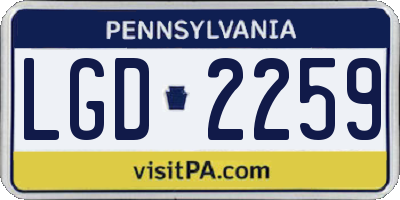 PA license plate LGD2259