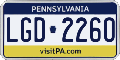 PA license plate LGD2260