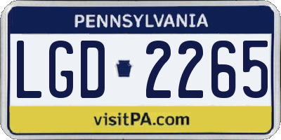 PA license plate LGD2265
