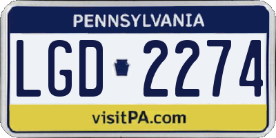 PA license plate LGD2274