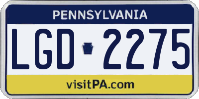 PA license plate LGD2275