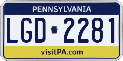 PA license plate LGD2281