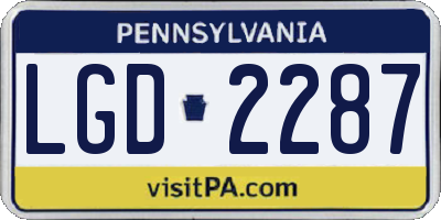 PA license plate LGD2287