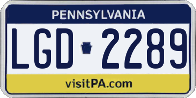 PA license plate LGD2289