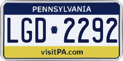 PA license plate LGD2292