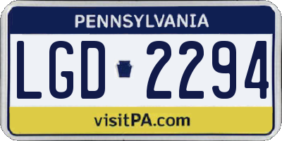 PA license plate LGD2294