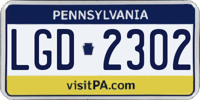 PA license plate LGD2302