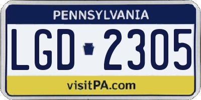 PA license plate LGD2305