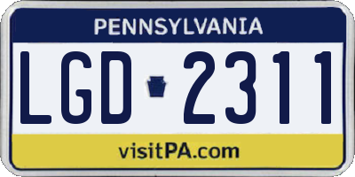 PA license plate LGD2311