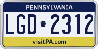 PA license plate LGD2312