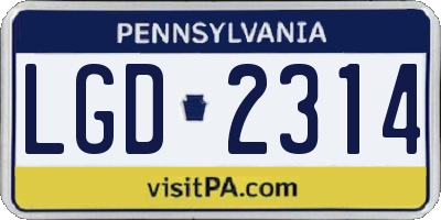 PA license plate LGD2314